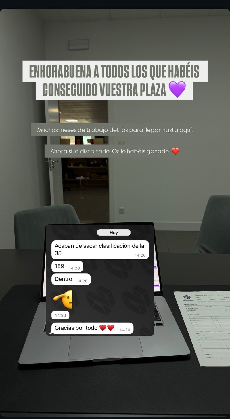 Apto real de un opositor preparado por Asier Sarmiento