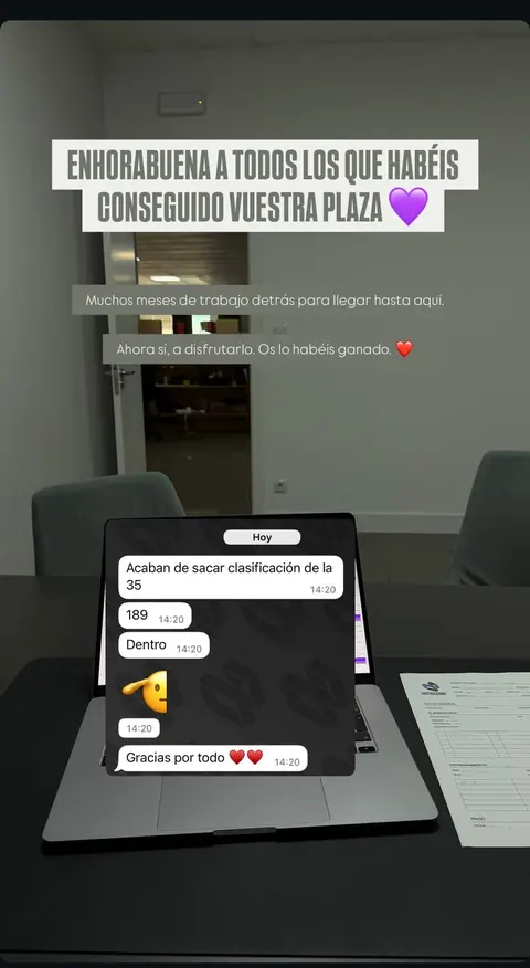 Apto real de un opositor preparado por Asier Sarmiento